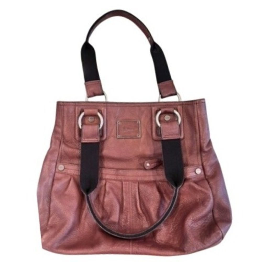 B Makowsky Vintage Cognac Brown Pebbled Leather Shoulder Bag Tote Silver - Picture 16 of 16